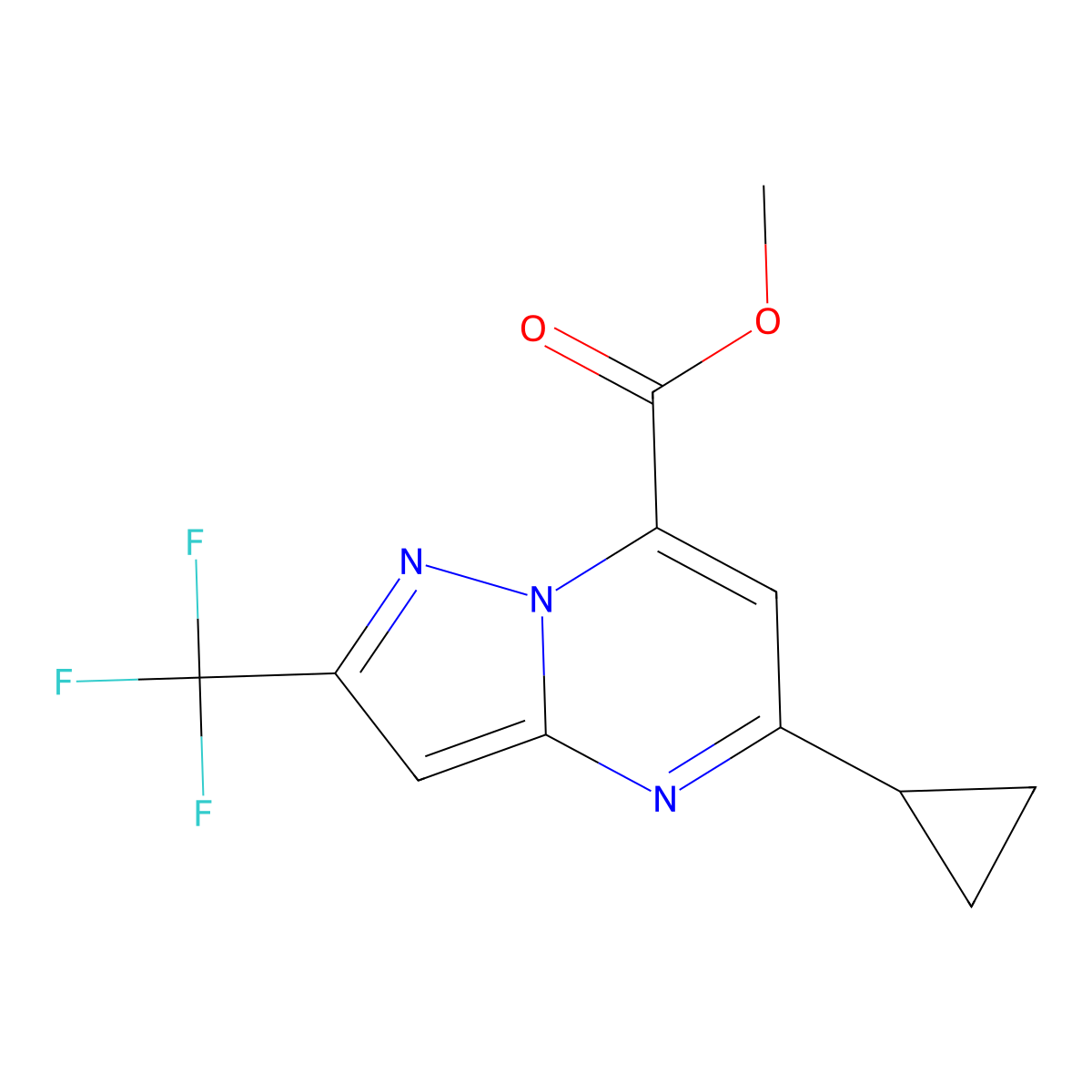 Methyl 5-cyclopropyl-2-(trifluoromethyl)pyrazolo[1,5-a]pyrimidine-7-carboxylate molecular structure, CAS 1795503-18-2