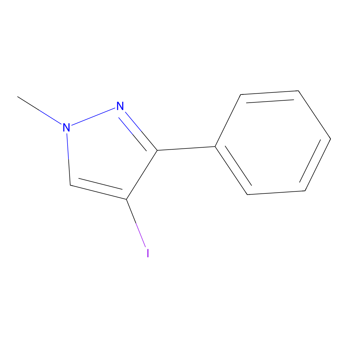 4-iodo-1-methyl-3-phenyl-1H-pyrazole molecular structure, CAS 1795503-22-8