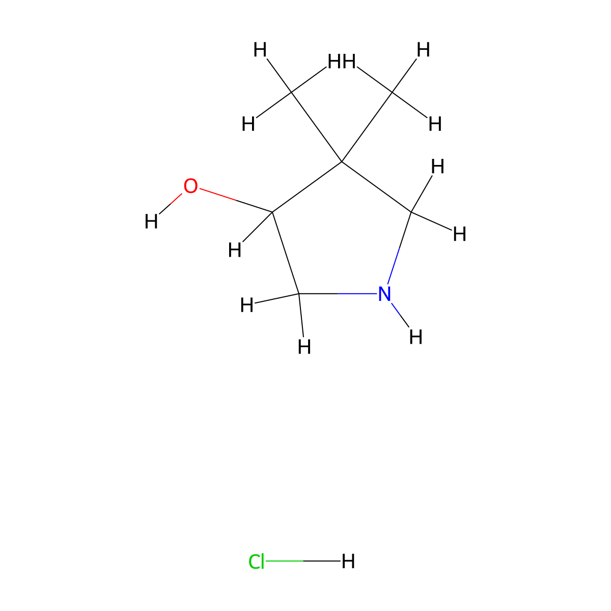 4,4-Dimethylpyrrolidin-3-ol hydrochloride molecular structure, CAS 1795504-80-1