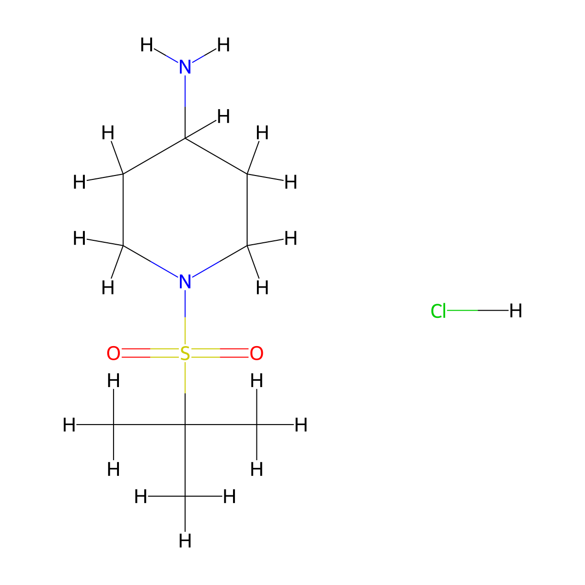 1-(2-Methylpropane-2-sulfonyl)piperidin-4-amine hydrochloride molecular structure, CAS 1795507-71-9