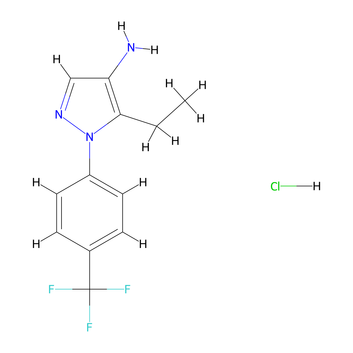 5-ethyl-1-[4-(trifluoromethyl)phenyl]-1H-pyrazol-4-amine hydrochloride molecular structure, CAS 1795509-80-6
