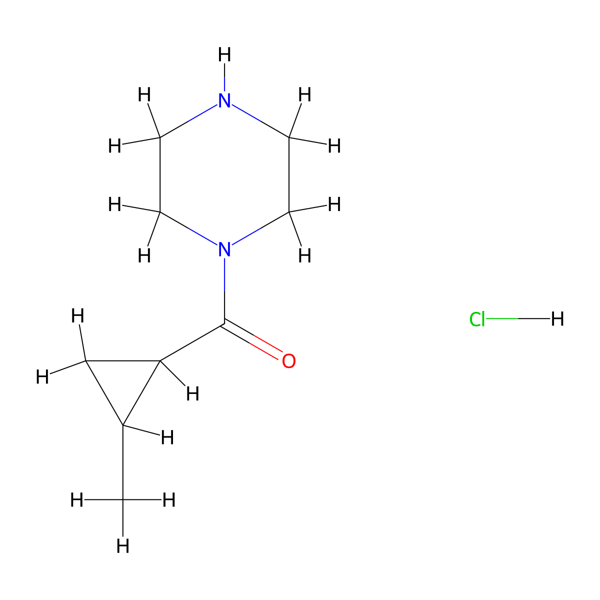 1-(2-Methylcyclopropanecarbonyl)piperazine hydrochloride molecular structure, CAS 1795515-67-1