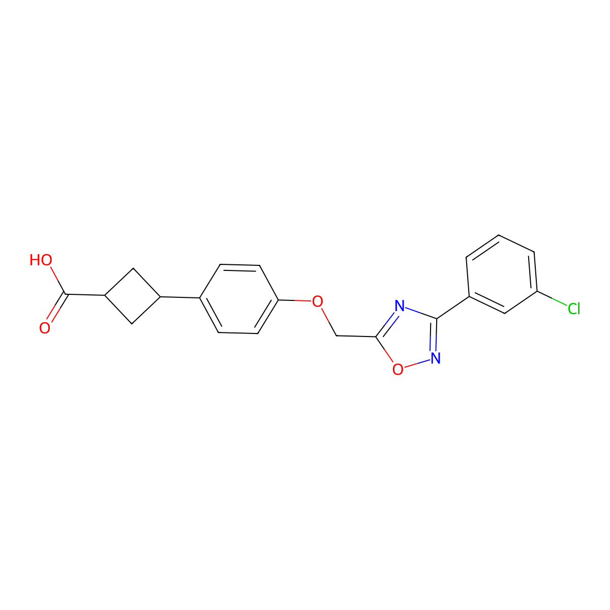 3-(4-{[3-(3-Chlorophenyl)-1,2,4-oxadiazol-5-yl]methoxy}phenyl)cyclobutane-1-carboxylic acid molecular structure, CAS 1795516-65-2