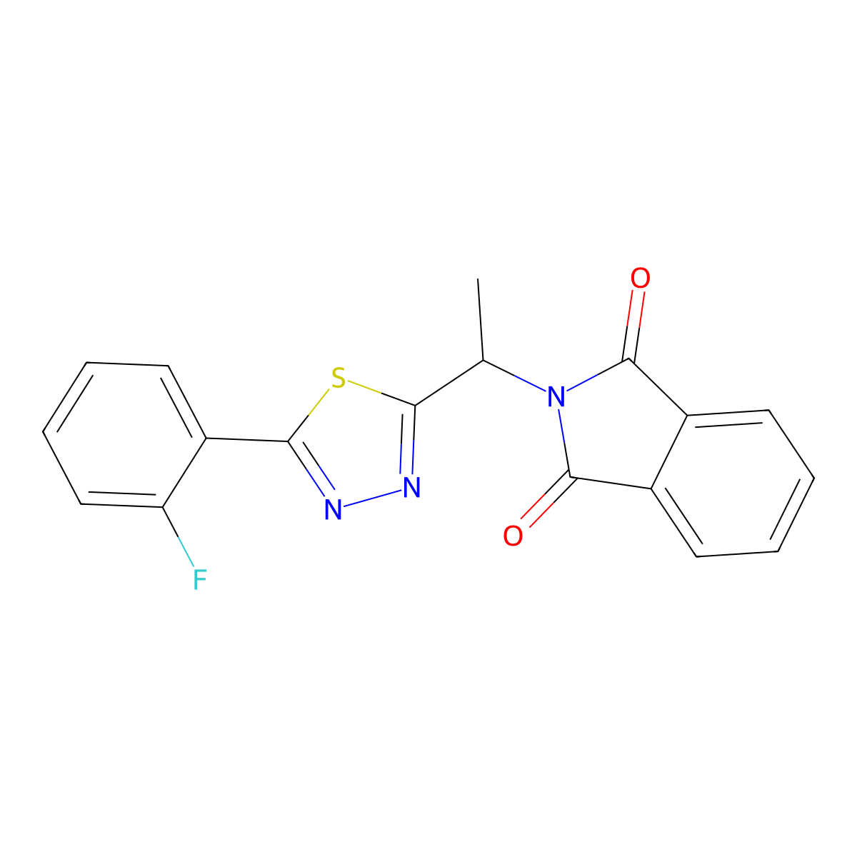 2-{1-[5-(2-fluorophenyl)-1,3,4-thiadiazol-2-yl]ethyl}-2,3-dihydro-1H-isoindole-1,3-dione molecular structure, CAS 1795518-55-6