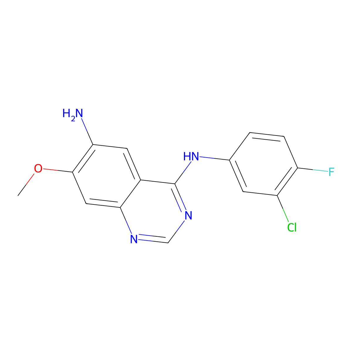 N4-(3-Chloro-4-fluorophenyl)-7-methoxy-4,6-quinazolinediamine molecular structure, CAS 179552-75-1