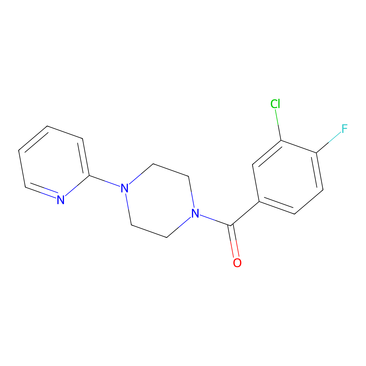 1-(3-Chloro-4-fluorobenzoyl)-4-(pyridin-2-yl)piperazine molecular structure, CAS 1795544-18-1