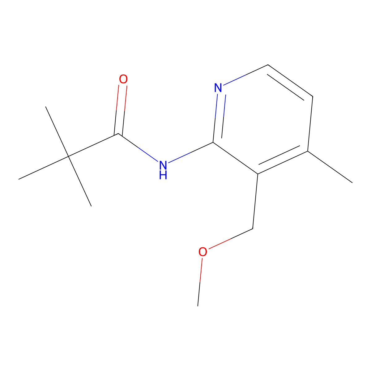 N-[3-(methoxymethyl)-4-methyl-2-pyridinyl]-2,2-dimethylpropanamide molecular structure, CAS 179555-30-7