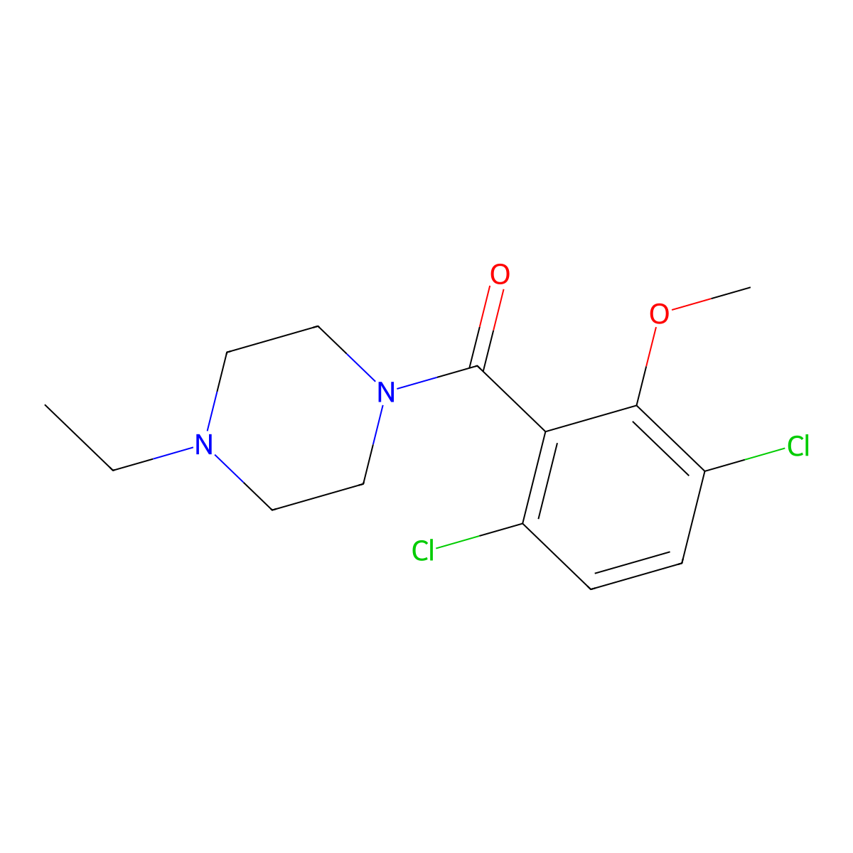(3,6-Dichloro-2-methoxyphenyl)(4-ethyl-1-piperazinyl)methanone molecular structure, CAS 1795671-57-6