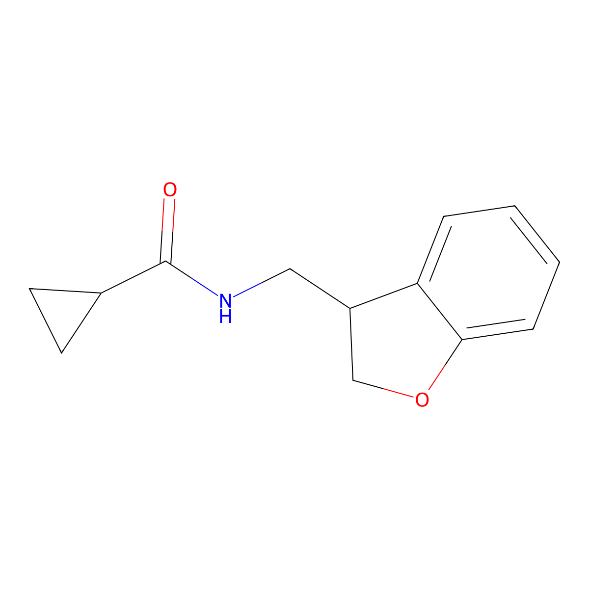 N-[(2,3-dihydro-1-benzofuran-3-yl)methyl]cyclopropanecarboxamide molecular structure, CAS 1795702-32-7