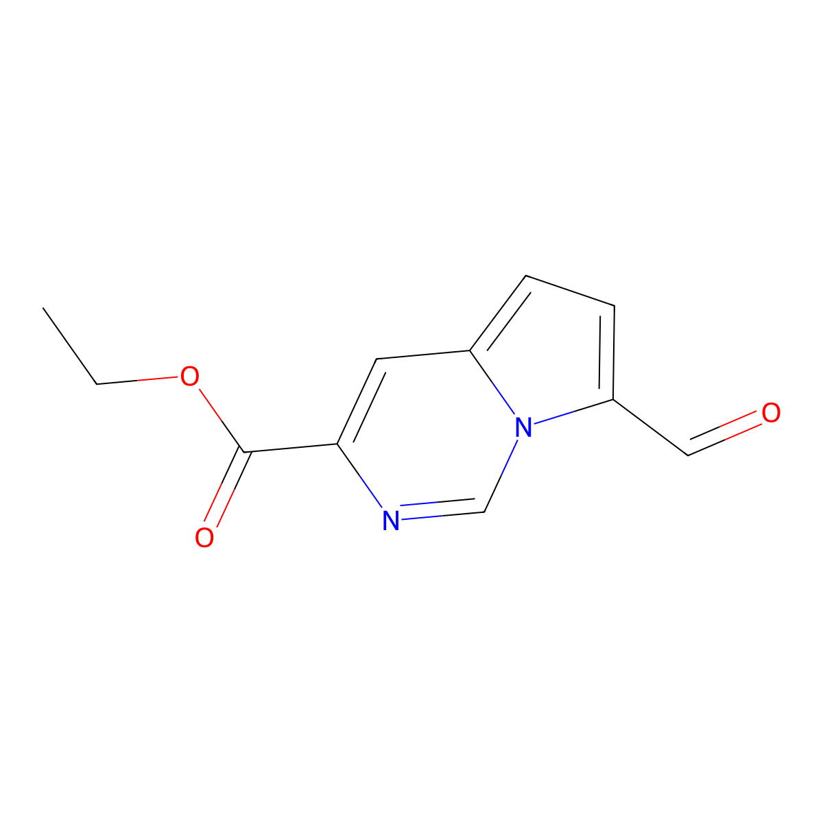 Ethyl 7-formylpyrrolo[1,2-c]pyrimidine-3-carboxylate molecular structure, CAS 1795740-10-1