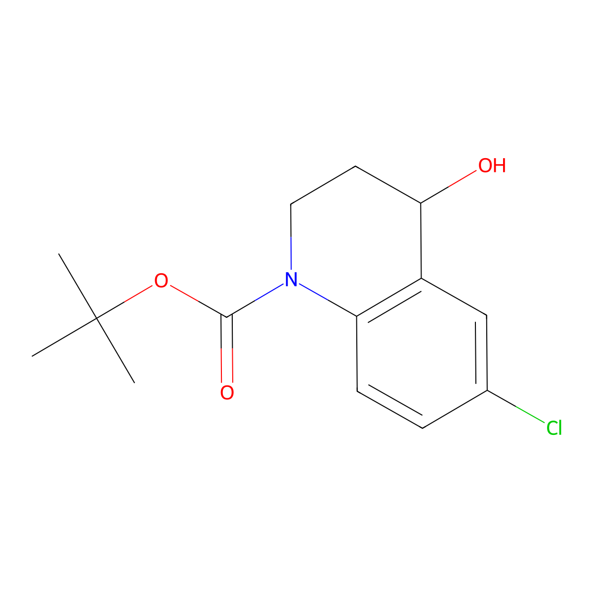Tert-butyl 6-chloro-4-hydroxy-1,2,3,4-tetrahydroquinoline-1-carboxylate molecular structure, CAS 1795771-75-3