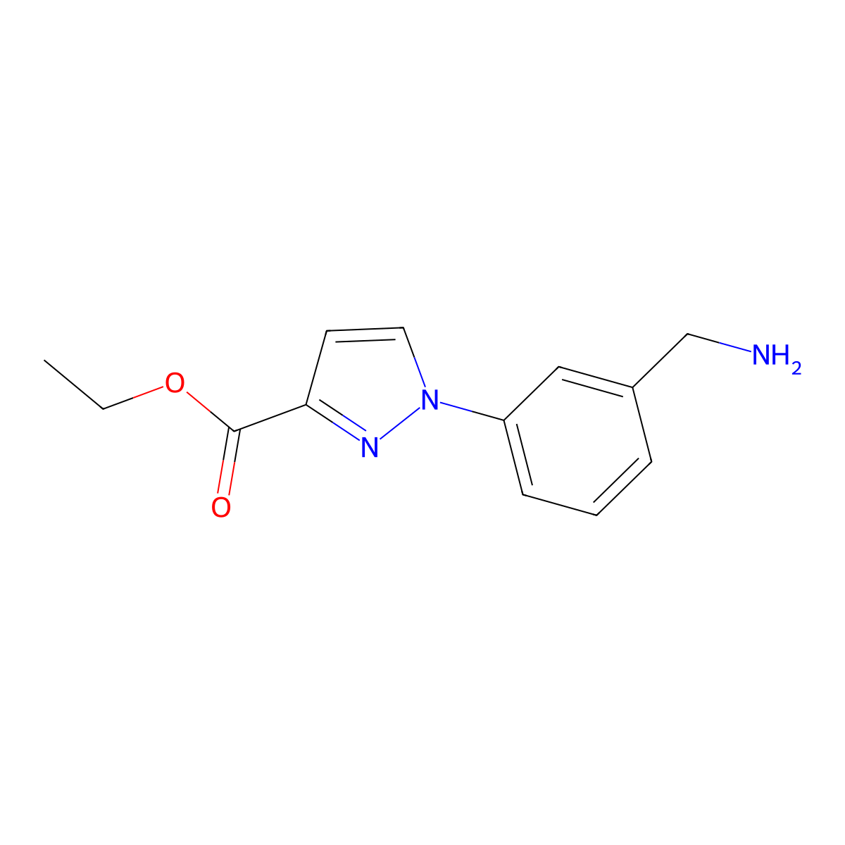 Ethyl 1-[3-(aminomethyl)phenyl]-1H-pyrazole-3-carboxylate molecular structure, CAS 1795772-32-5