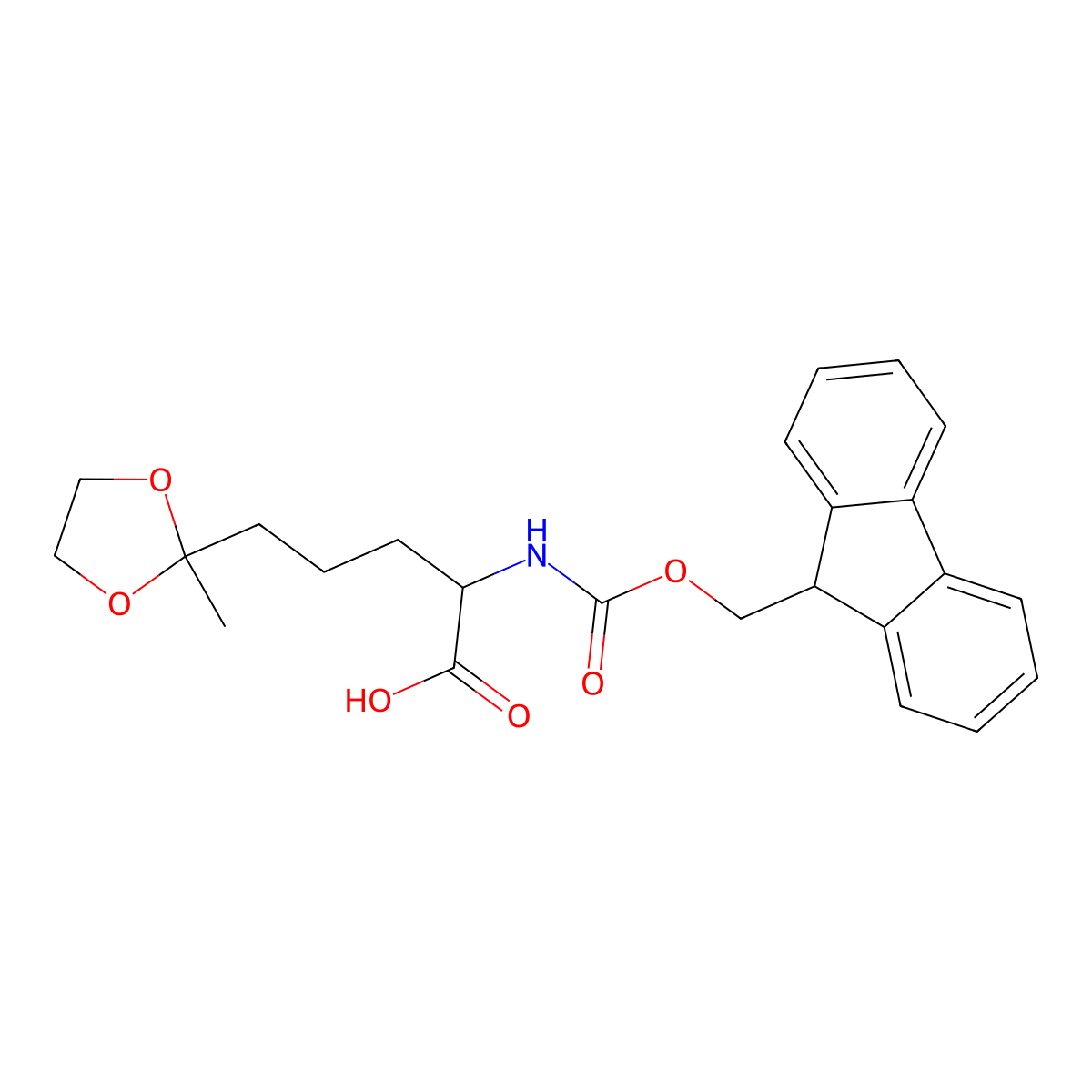 (S)-Fmoc-2-amino-5-(2-methyl-1,3-dioxolan-2-yl)-pentanoic acid molecular structure, CAS 1795781-13-3