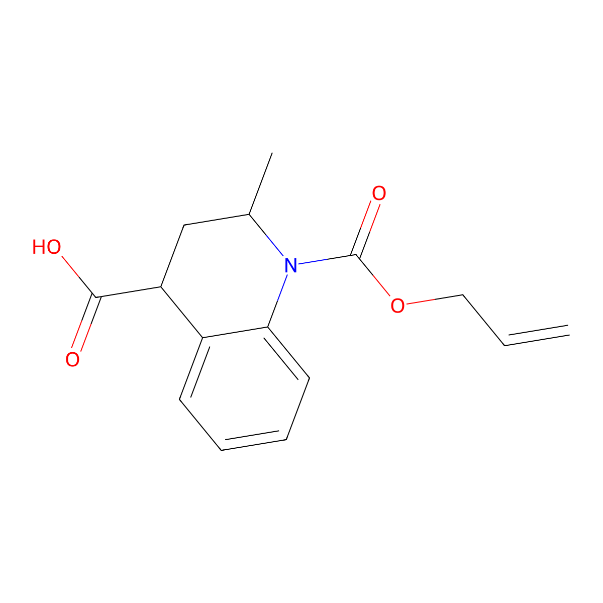 2-Methyl-1-[(prop-2-en-1-yloxy)carbonyl]-1,2,3,4-tetrahydroquinoline-4-carboxylic acid molecular structure, CAS 1795828-92-0