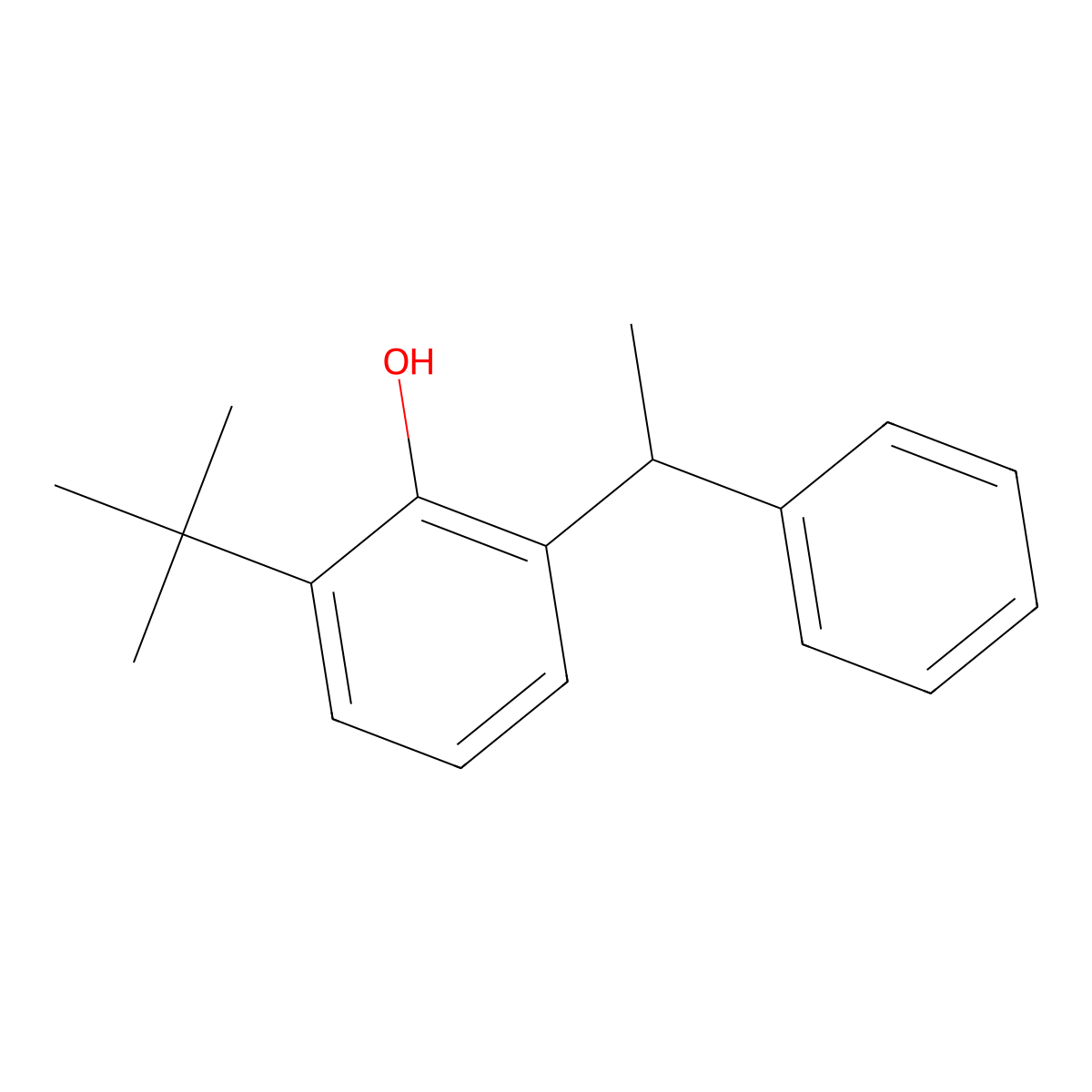 2-tert-Butyl-6-(1-phenylethyl)phenol molecular structure, CAS 17959-02-3