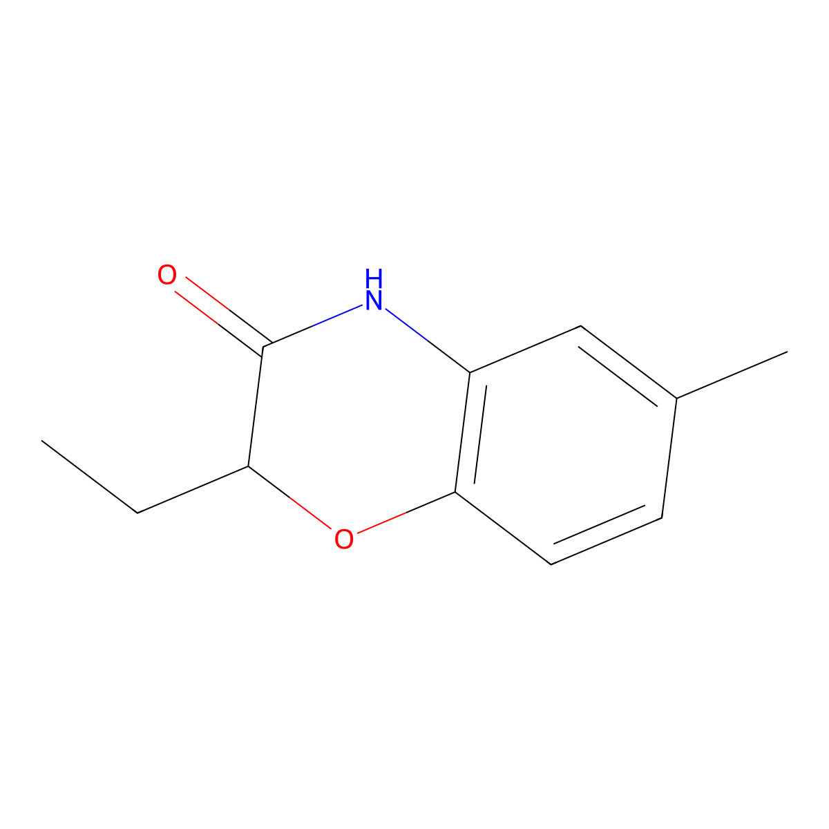 2-Ethyl-6-methyl-2H-1,4-benzoxazin-3(4H)-one molecular structure, CAS 17959-92-1