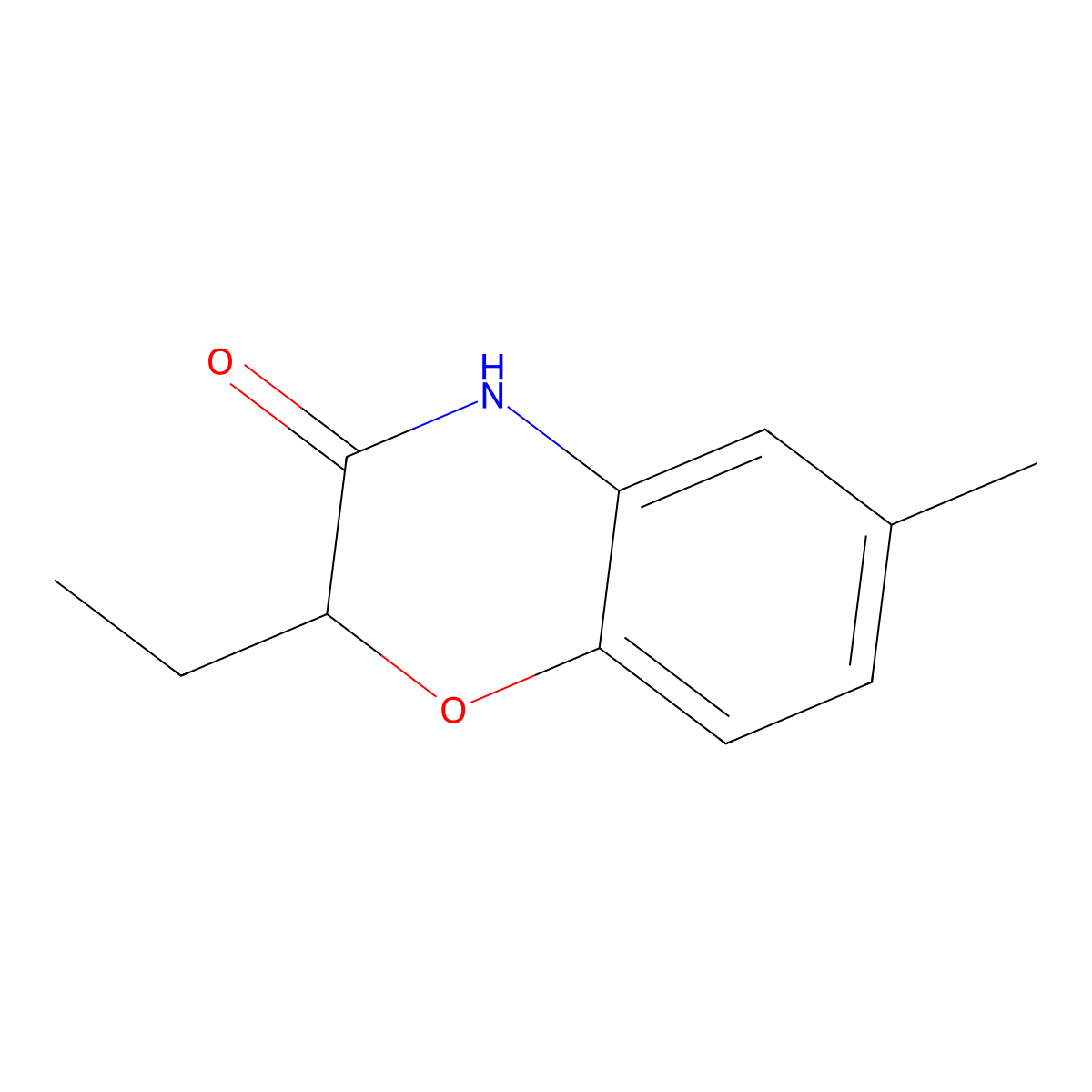 2-Ethyl-6-methyl-2H-1,4-benzoxazin-3(4H)-one molecular structure, CAS 17959-92-1