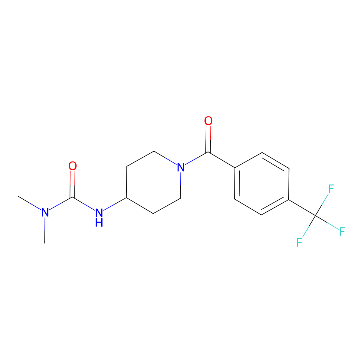 1,1-Dimethyl-3-[1-[4-(trifluoromethyl)benzoyl]piperidin-4-yl]urea molecular structure, CAS 1795907-47-9