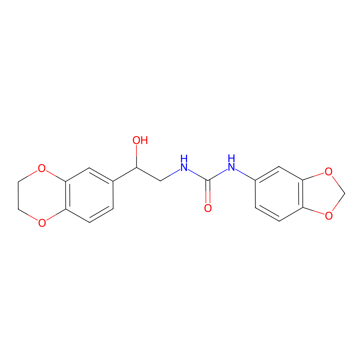1-(Benzo[d][1,3]dioxol-5-yl)-3-(2-(2,3-dihydrobenzo[b][1,4]dioxin-6-yl)-2-hydroxyethyl)urea molecular structure, CAS 1796007-74-3