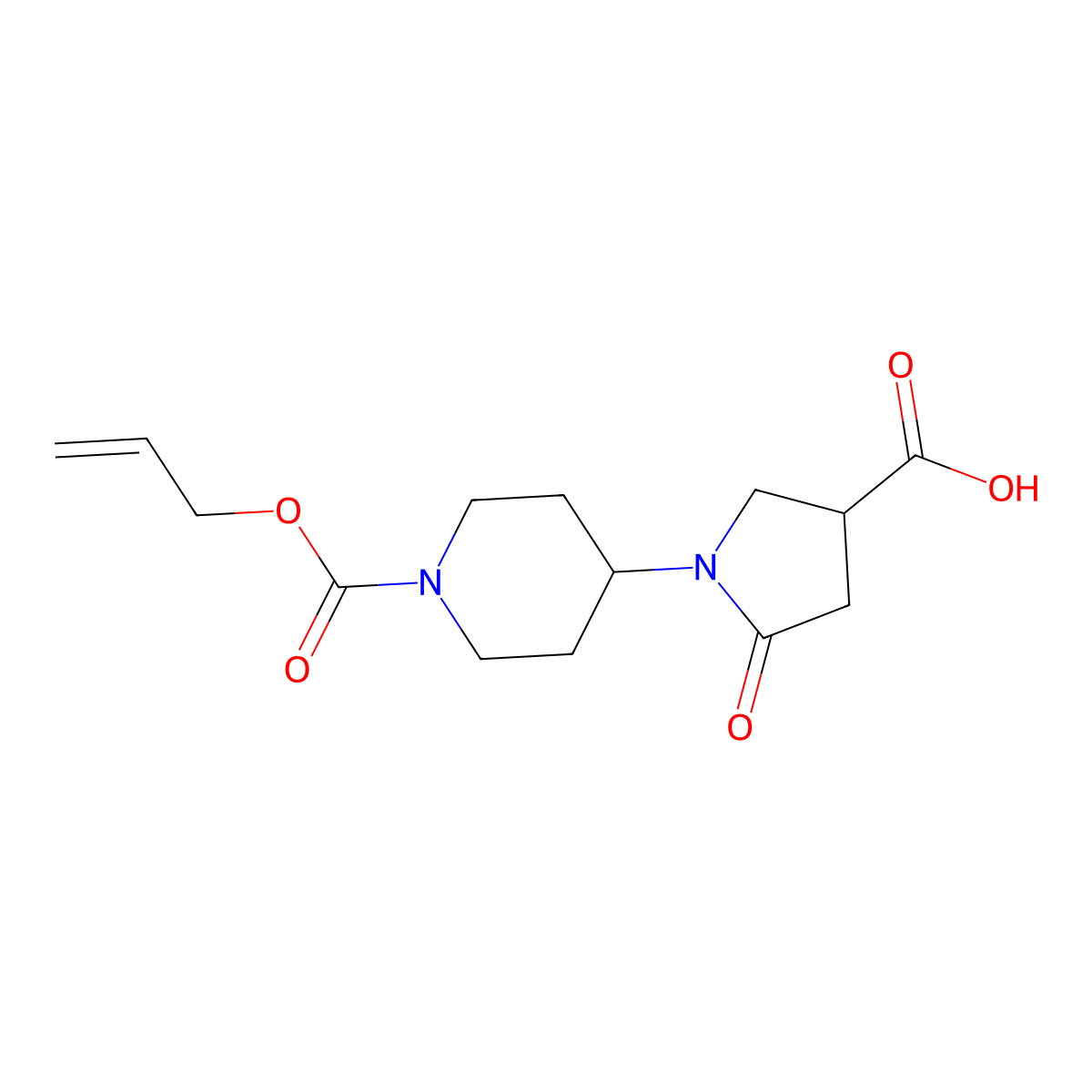 5-Oxo-1-{1-[(prop-2-en-1-yloxy)carbonyl]piperidin-4-yl}pyrrolidine-3-carboxylic acid molecular structure, CAS 1796022-76-8
