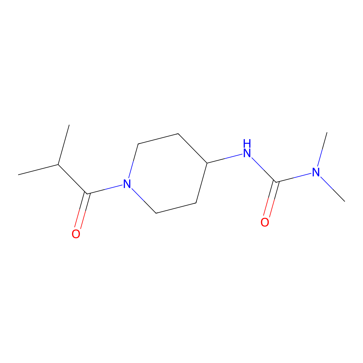 1,1-Dimethyl-3-[1-(2-methylpropanoyl)piperidin-4-yl]urea molecular structure, CAS 1796041-33-2