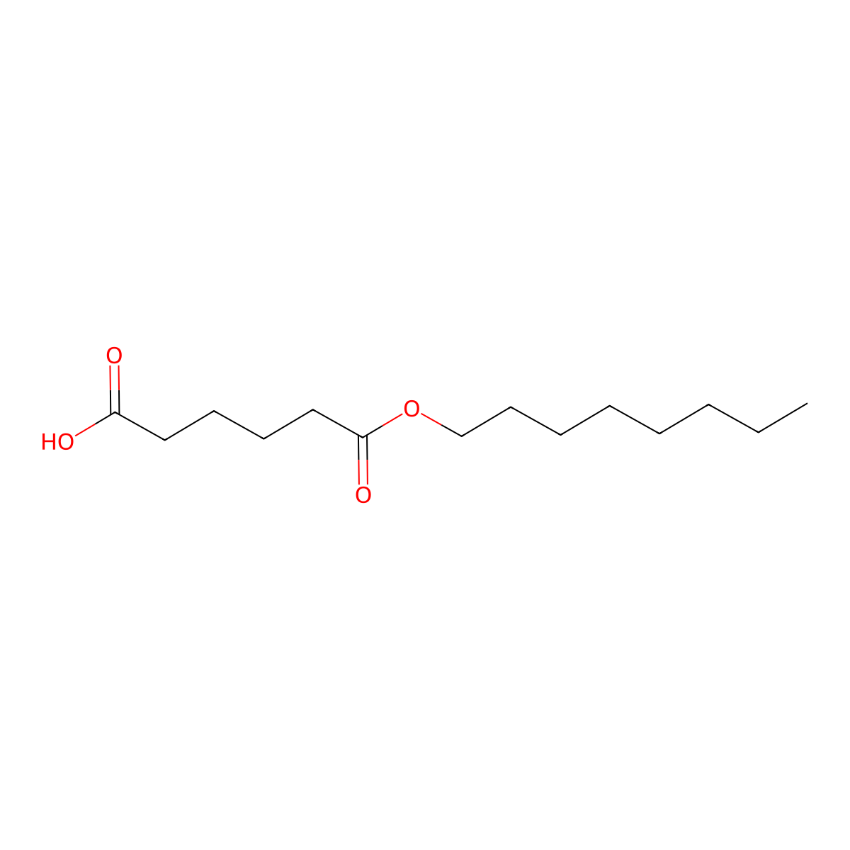 Octyl hydrogen adipate molecular structure, CAS 17961-12-5
