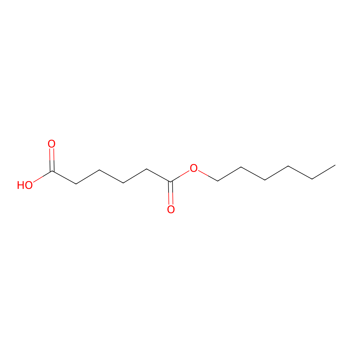 Hexanedioic acid, monohexyl ester molecular structure, CAS 17961-14-7