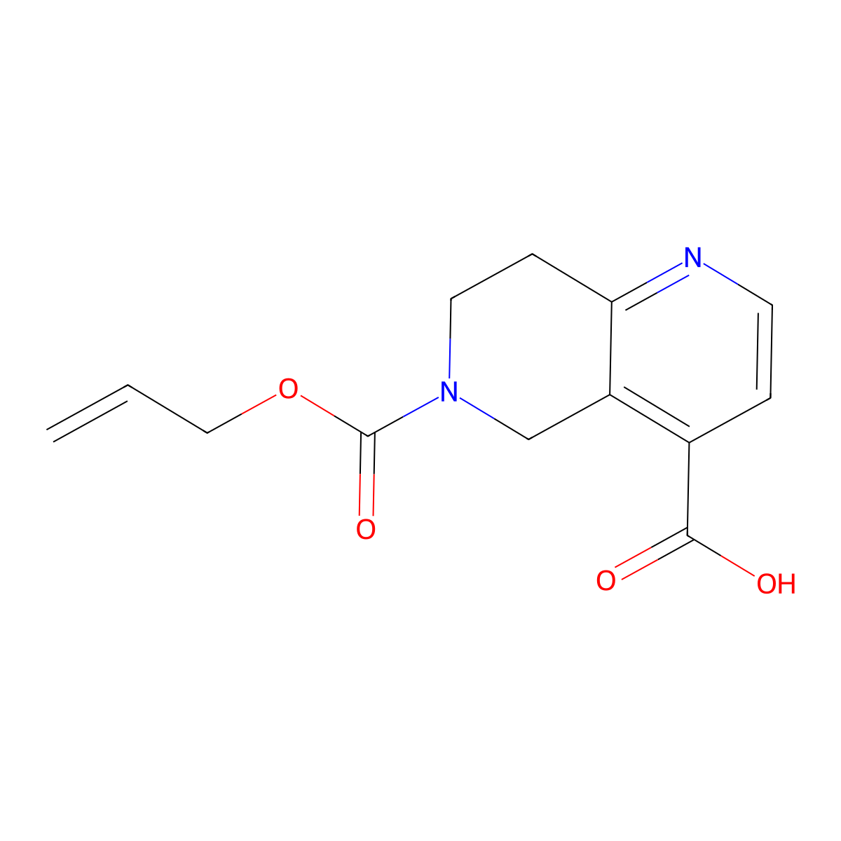 6-[(Prop-2-en-1-yloxy)carbonyl]-5,6,7,8-tetrahydro-1,6-naphthyridine-4-carboxylic acid molecular structure, CAS 1796148-68-9