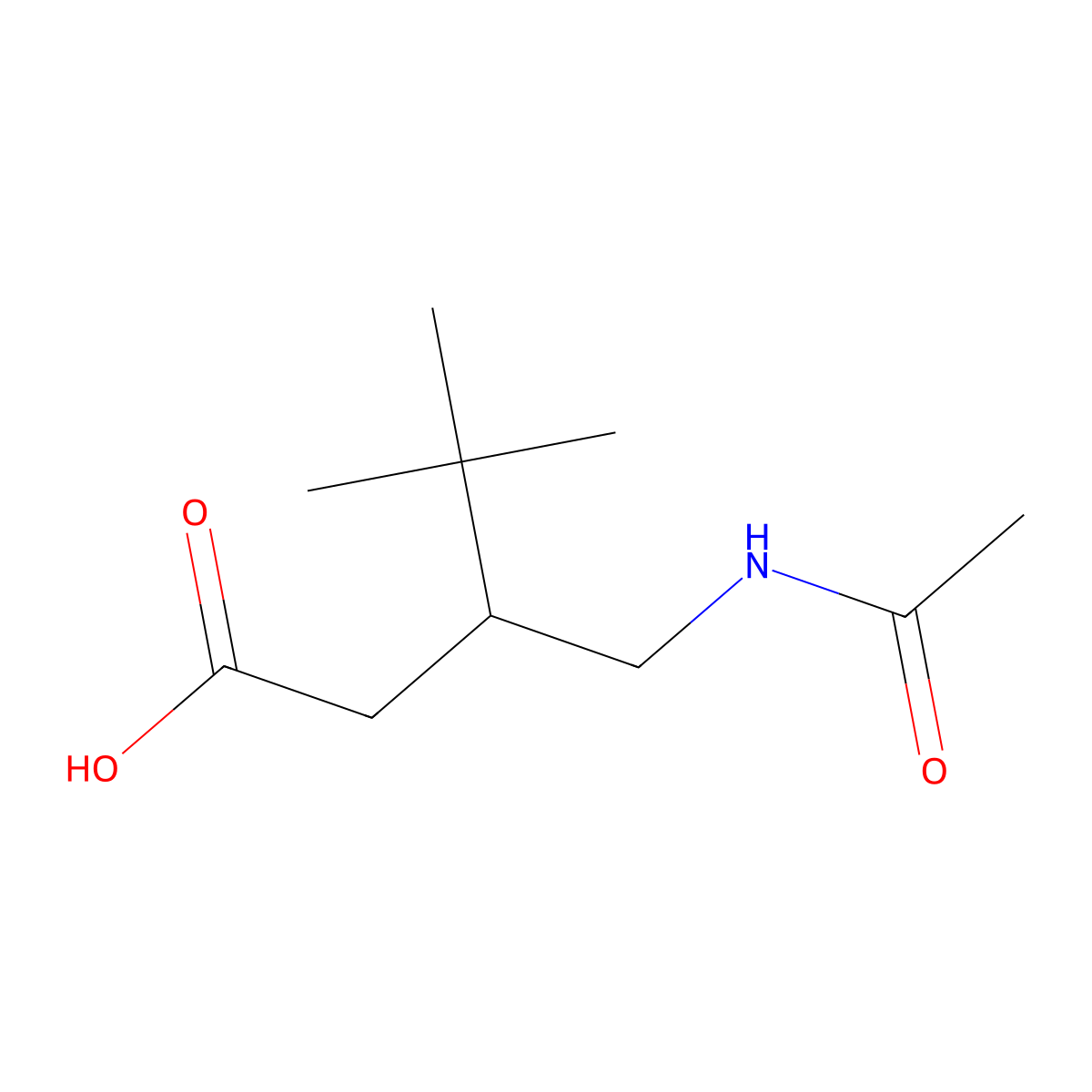 3-(Acetamidomethyl)-4,4-dimethylpentanoic acid molecular structure, CAS 1796164-86-7