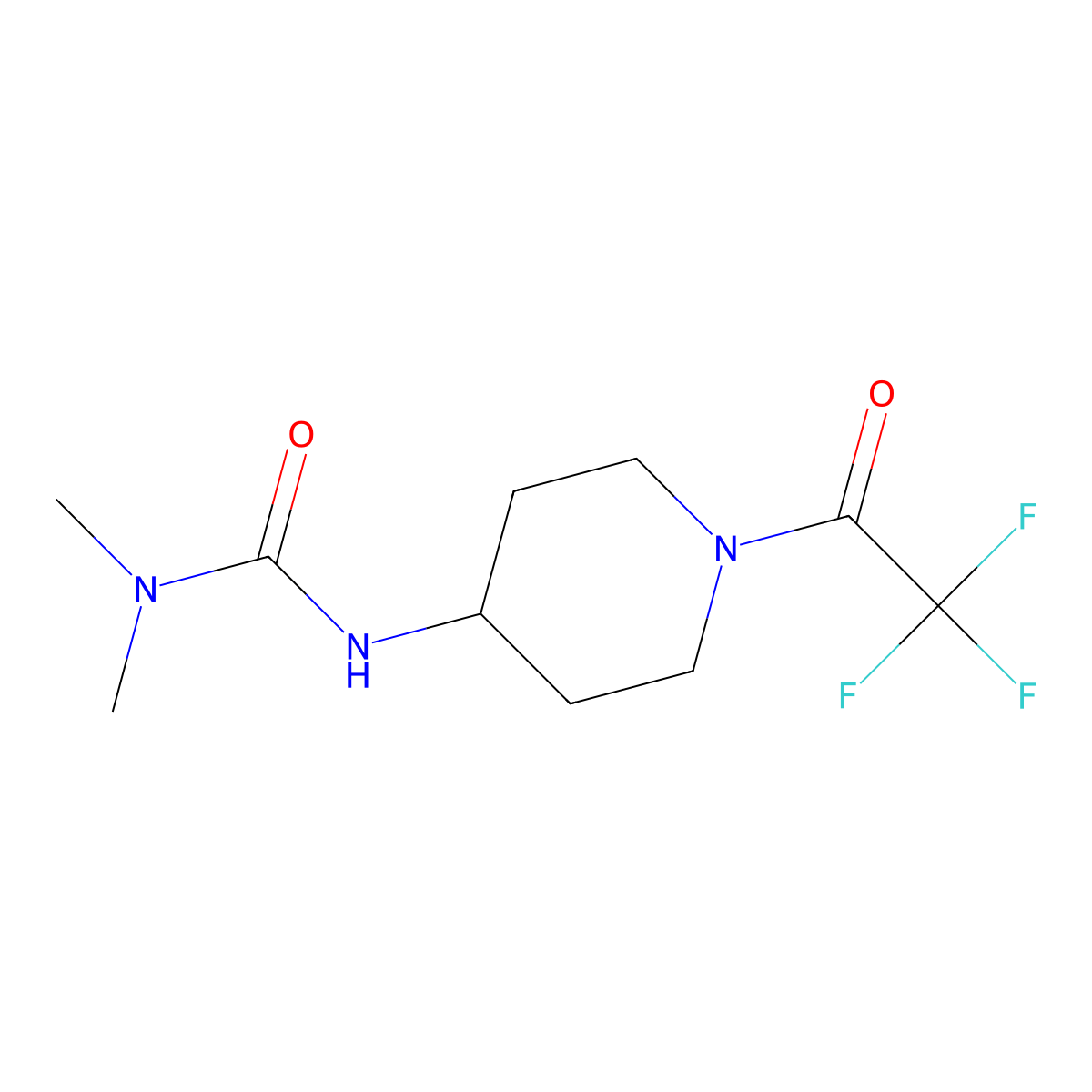 3,3-Dimethyl-1-[1-(2,2,2-trifluoroacetyl)piperidin-4-YL]urea molecular structure, CAS 1796191-51-9
