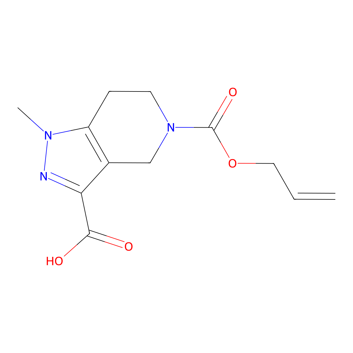 1-methyl-5-[(prop-2-en-1-yloxy)carbonyl]-1H,4H,5H,6H,7H-pyrazolo[4,3-c]pyridine-3-carboxylic acid molecular structure, CAS 1796291-38-7
