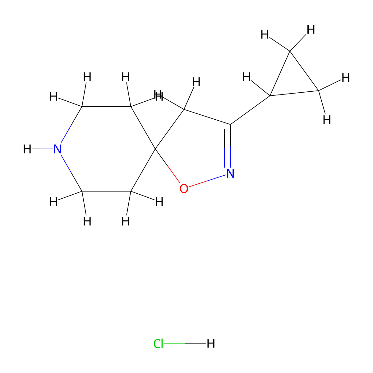 3-Cyclopropyl-1-oxa-2,8-diazaspiro(4.5)dec-2-ene hydrochloride molecular structure, CAS 1796557-17-9