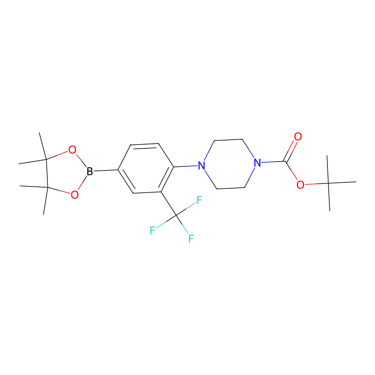 Tert-butyl 4-(4-(4,4,5,5-tetramethyl-1,3,2-dioxaborolan-2-yl)-2-(trifluoromethyl)phenyl)piperazine-1-carboxylate molecular structure, CAS 1796562-08-7