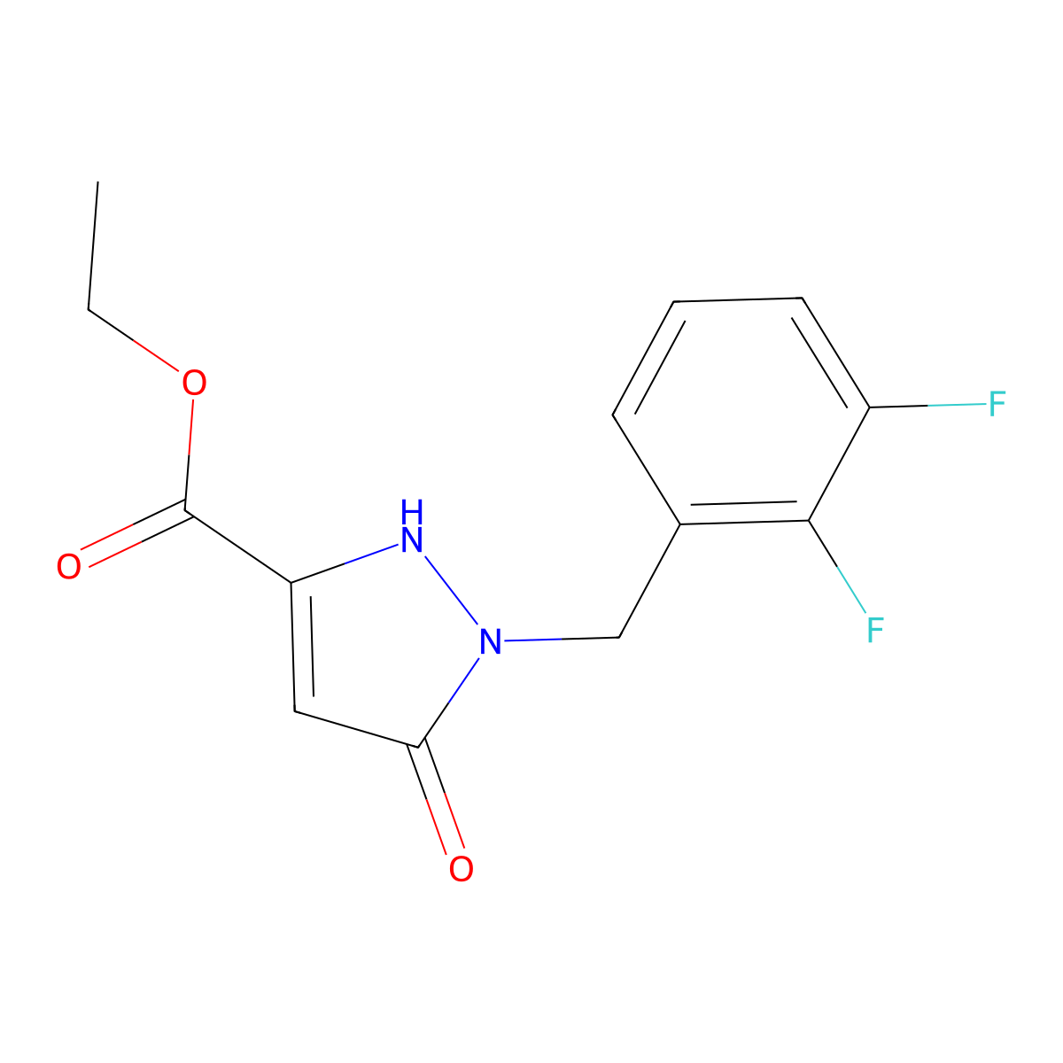 Ethyl 1-(2,3-difluorobenzyl)-5-hydroxy-1H-pyrazole-3-carboxylate molecular structure, CAS 1796588-04-9