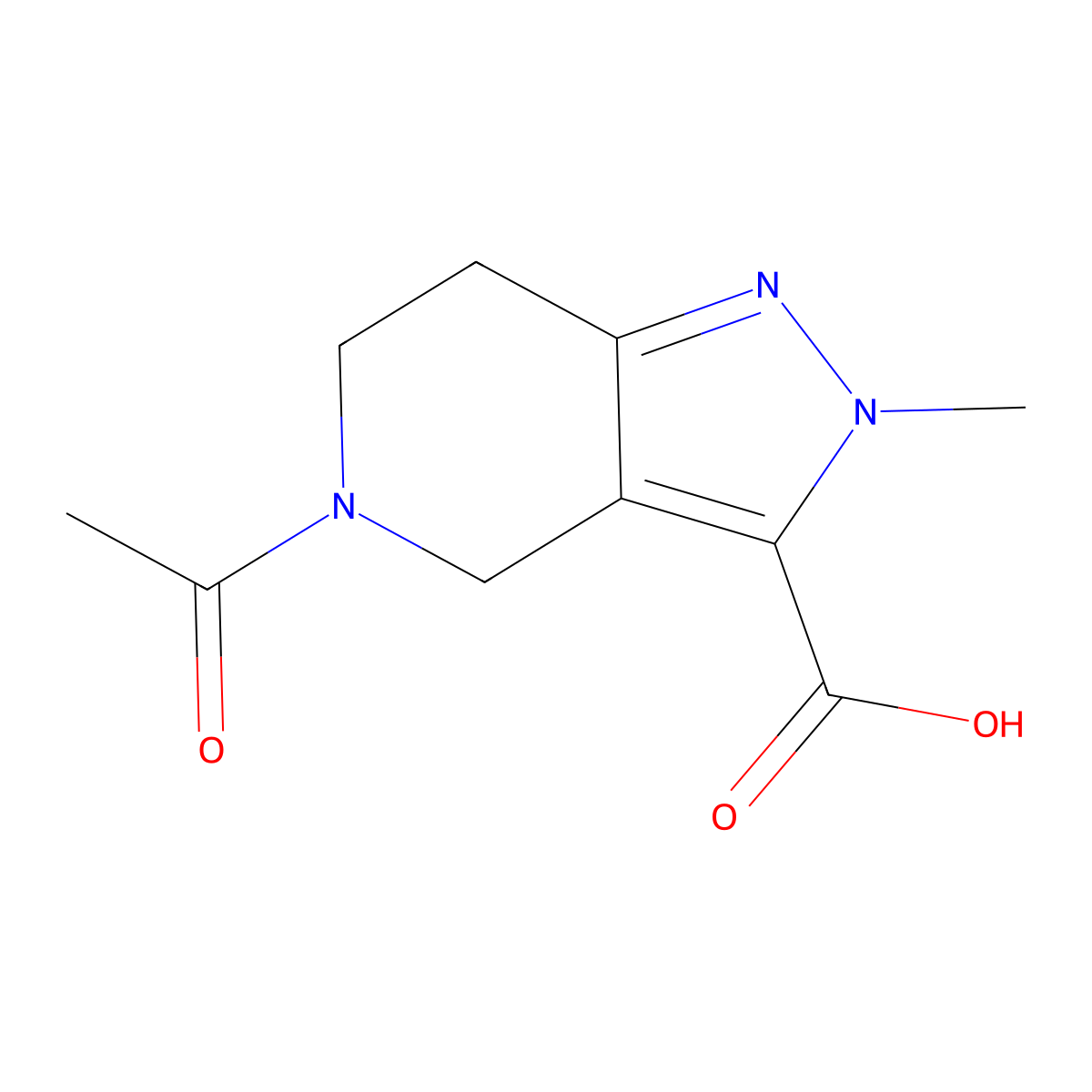 5-acetyl-2-methyl-2H,4H,5H,6H,7H-pyrazolo[4,3-c]pyridine-3-carboxylic acid molecular structure, CAS 1796693-58-7