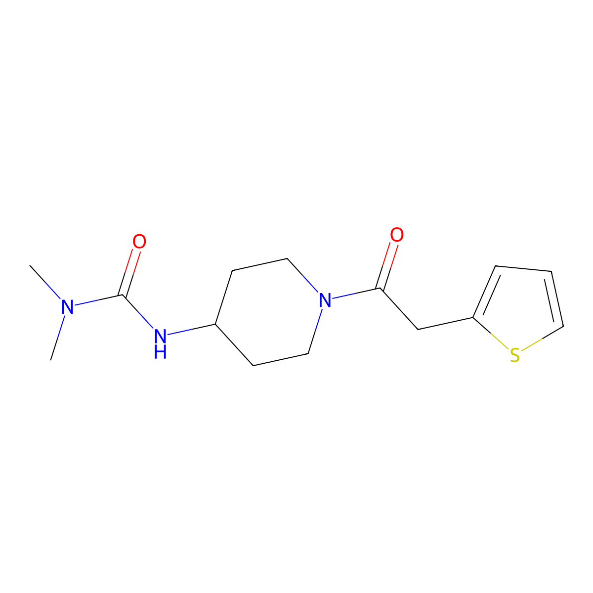 3,3-Dimethyl-1-{1-[2-(thiophen-2-YL)acetyl]piperidin-4-YL}urea molecular structure, CAS 1796785-49-3
