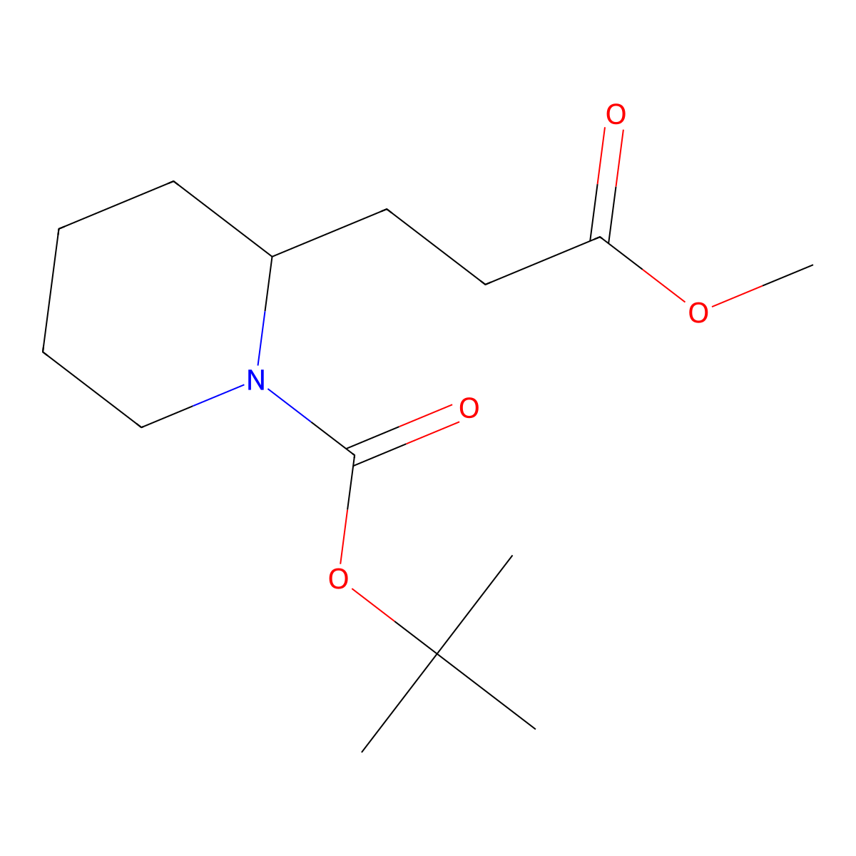 tert-Butyl 2-(3-methoxy-3-oxopropyl)piperidine-1-carboxylate molecular structure, CAS 179685-64-4