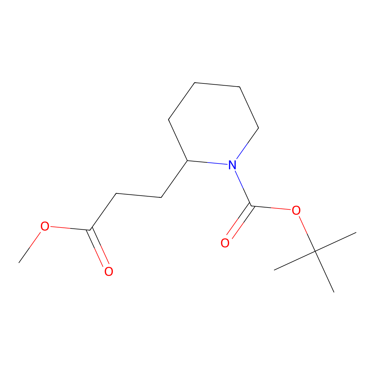 tert-Butyl 2-(3-methoxy-3-oxopropyl)piperidine-1-carboxylate molecular structure, CAS 179685-64-4