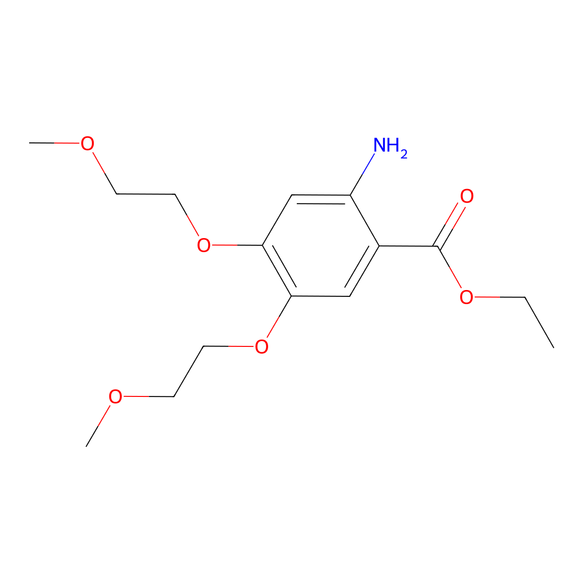 Ethyl 2-amino-4,5-bis(2-methoxyethoxy)benzoate molecular structure, CAS 179688-27-8