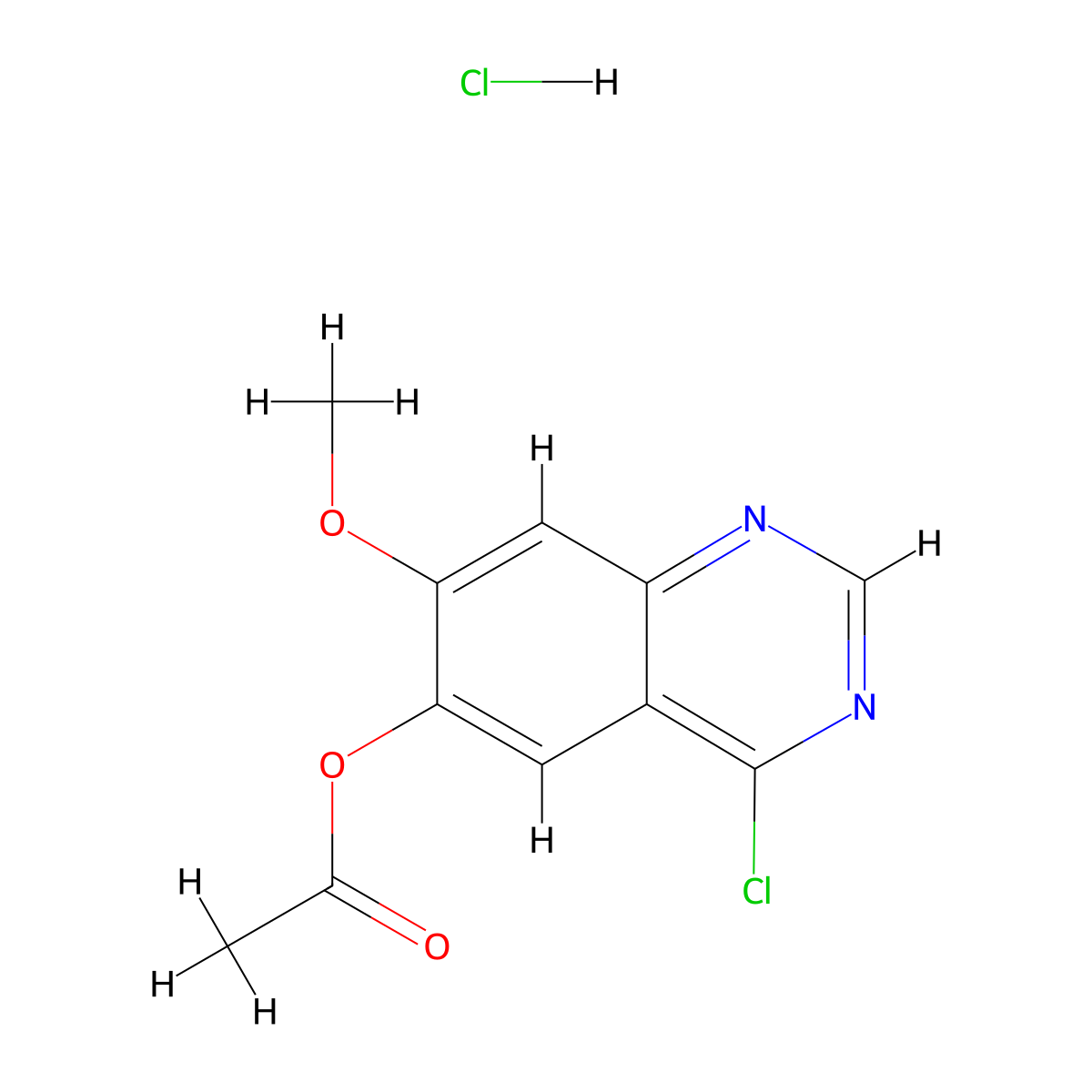 4-Chloro-7-methoxyquinazolin-6-yl acetate--hydrogen chloride (1/1) molecular structure, CAS 179688-54-1