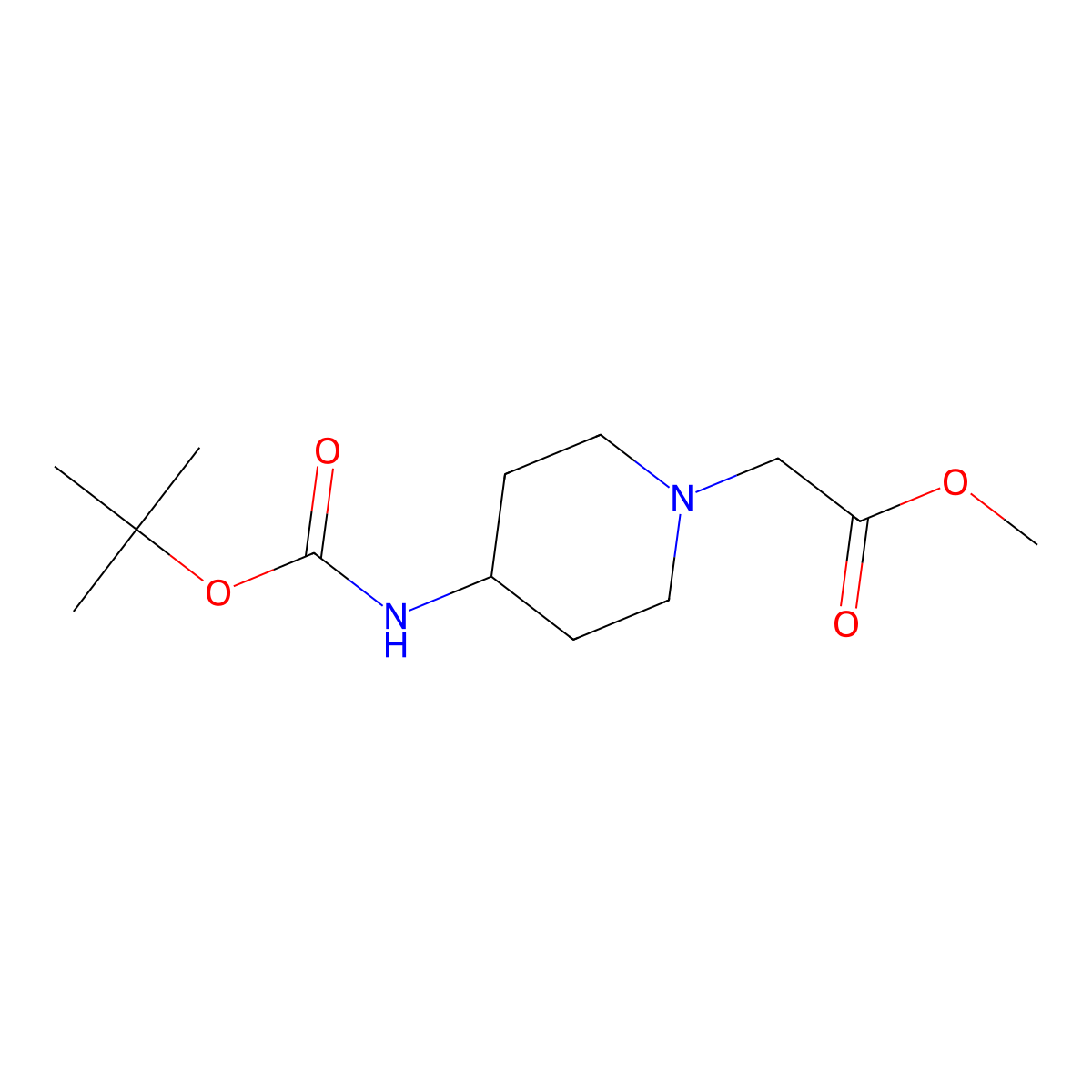 Methyl {4-[(tert-butoxycarbonyl)amino]piperidin-1-yl}acetate molecular structure, CAS 179688-99-4