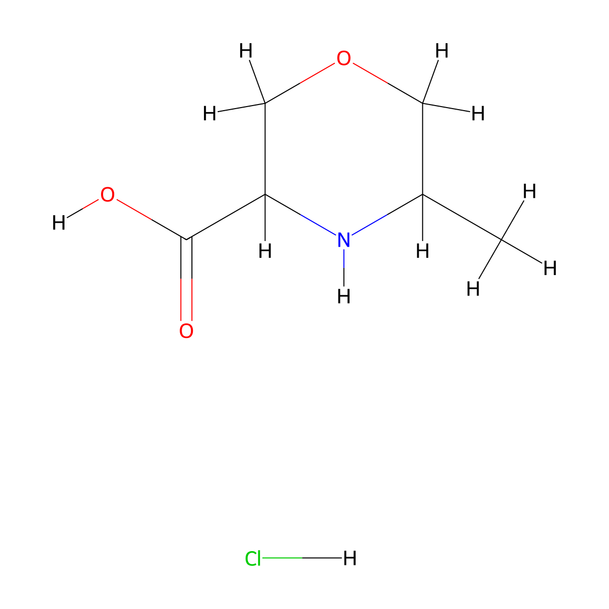 5-Methylmorpholine-3-carboxylic acid hydrochloride molecular structure, CAS 1796882-04-6