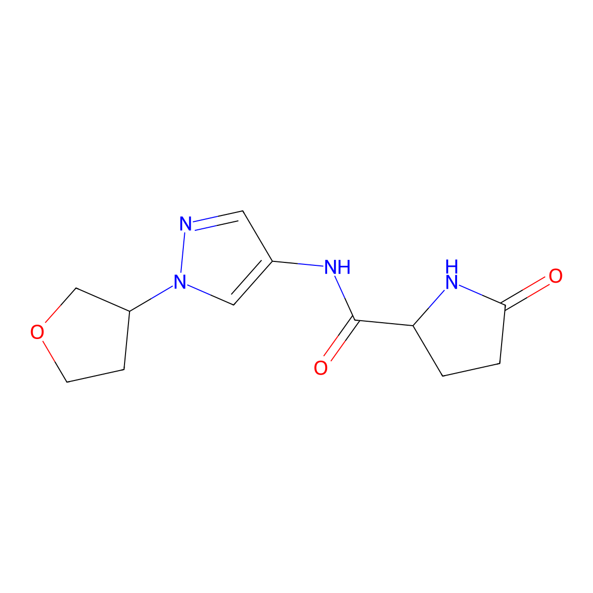 5-oxo-N-(1-(tetrahydrofuran-3-yl)-1H-pyrazol-4-yl)pyrrolidine-2-carboxamide molecular structure, CAS 1796886-34-4