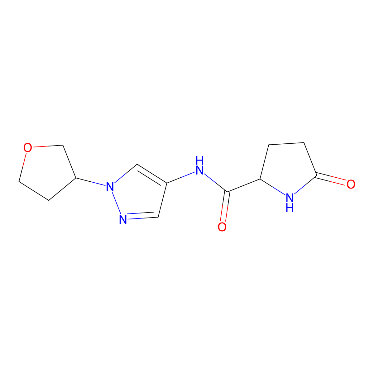 5-oxo-N-(1-(tetrahydrofuran-3-yl)-1H-pyrazol-4-yl)pyrrolidine-2-carboxamide molecular structure, CAS 1796886-34-4