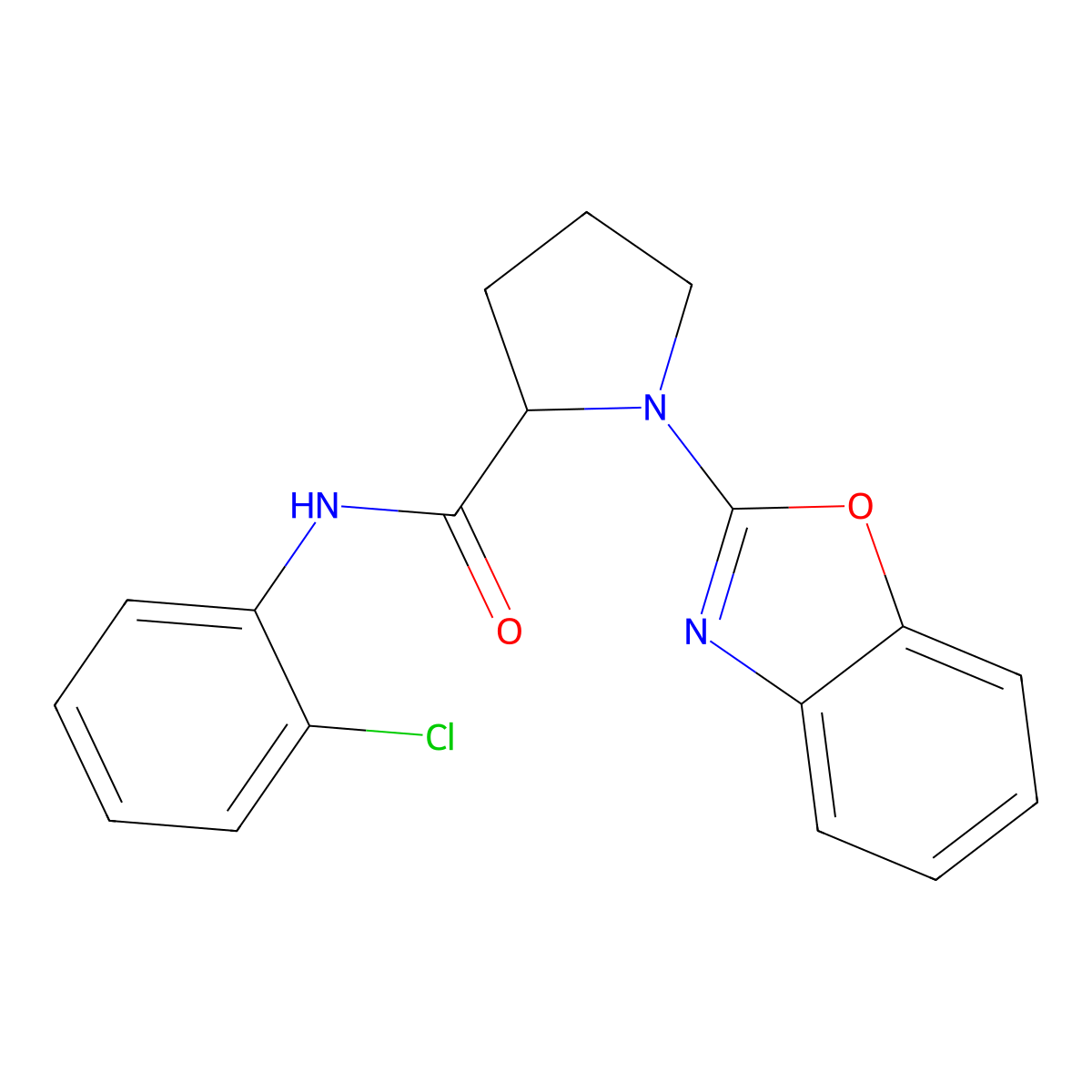 1-(benzo[d]oxazol-2-yl)-N-(2-chlorophenyl)pyrrolidine-2-carboxamide molecular structure, CAS 1796887-26-7