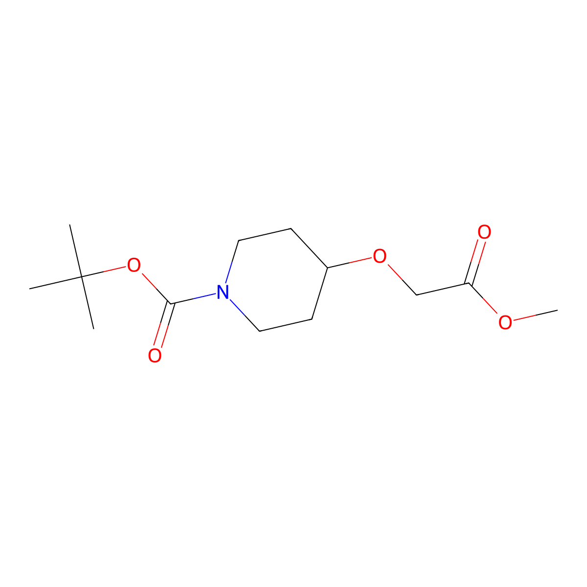 Tert-butyl 4-(2-methoxy-2-oxoethoxy)piperidine-1-carboxylate molecular structure, CAS 179689-21-5