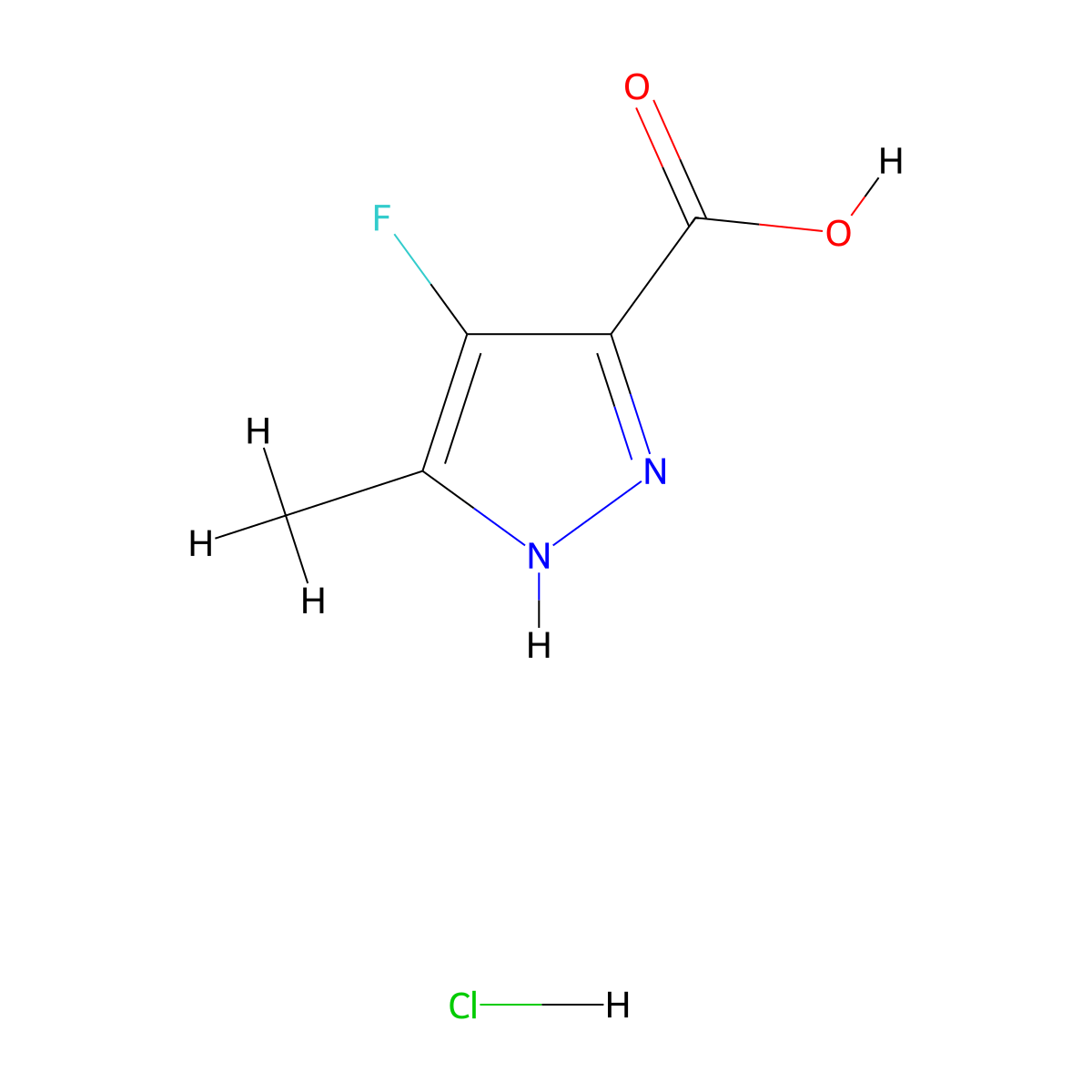 4-fluoro-5-methyl-1H-pyrazole-3-carboxylic acid hydrochloride molecular structure, CAS 1796890-17-9