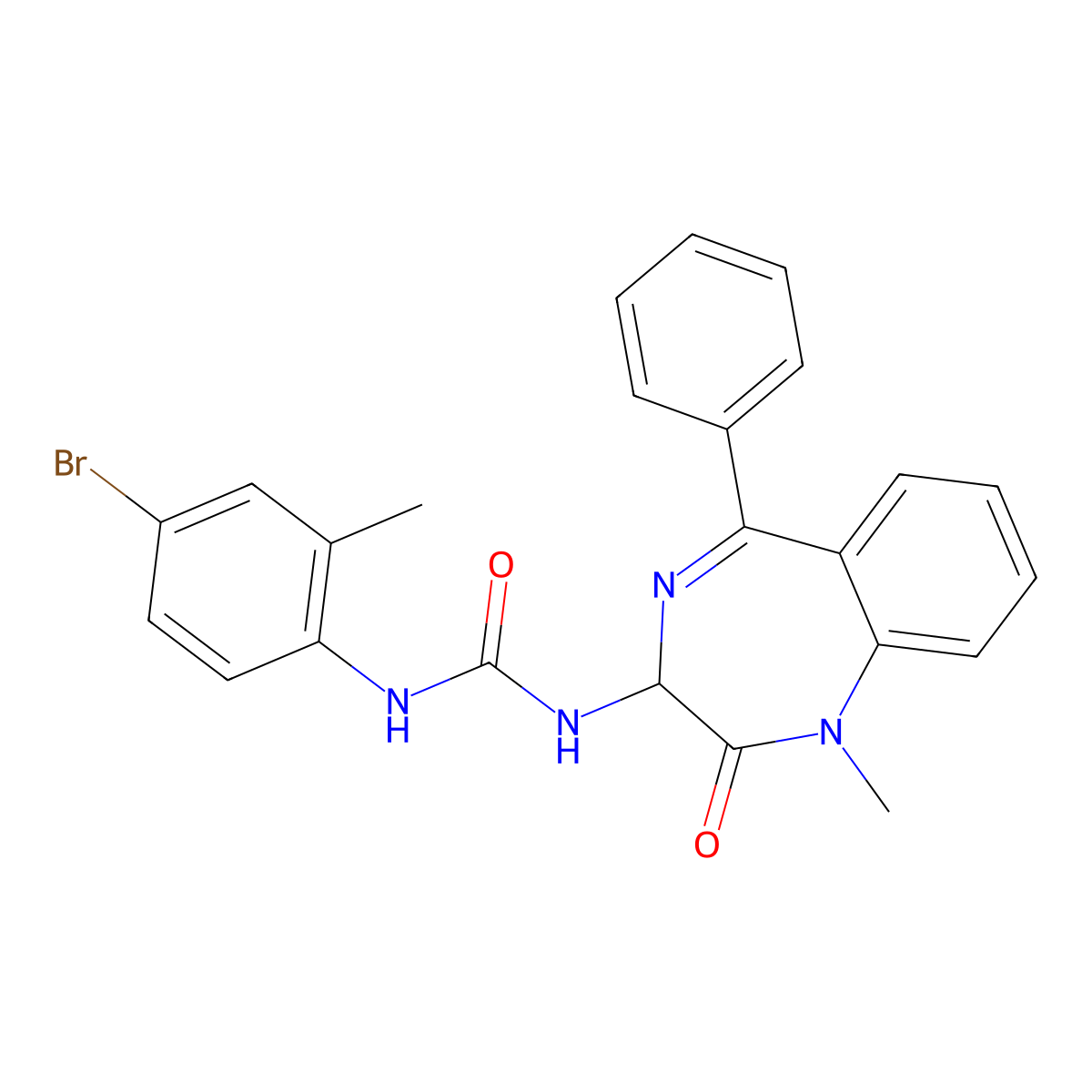 1-(4-bromo-2-methylphenyl)-3-(1-methyl-2-oxo-5-phenyl-2,3-dihydro-1H-1,4-benzodiazepin-3-yl)urea molecular structure, CAS 1796890-25-9