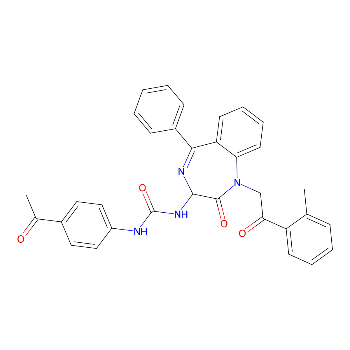 1-(4-acetylphenyl)-3-{1-[2-(2-methylphenyl)-2-oxoethyl]-2-oxo-5-phenyl-2,3-dihydro-1H-1,4-benzodiazepin-3-yl}urea molecular structure, CAS 1796890-27-1