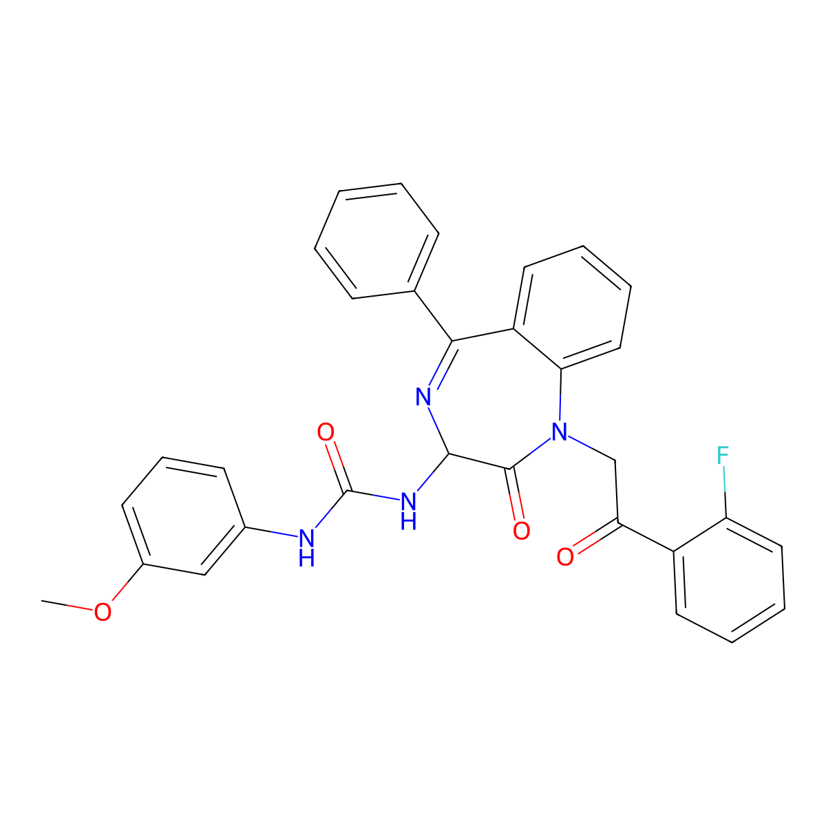 3-{1-[2-(2-fluorophenyl)-2-oxoethyl]-2-oxo-5-phenyl-2,3-dihydro-1H-1,4-benzodiazepin-3-yl}-1-(3-methoxyphenyl)urea molecular structure, CAS 1796890-46-4